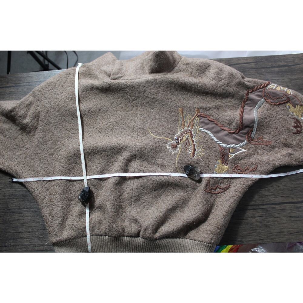 Vintage Kirin Creations Batwing Sweater Embroidered Chinese Dragon Rhinestone M - Picture 11 of 15